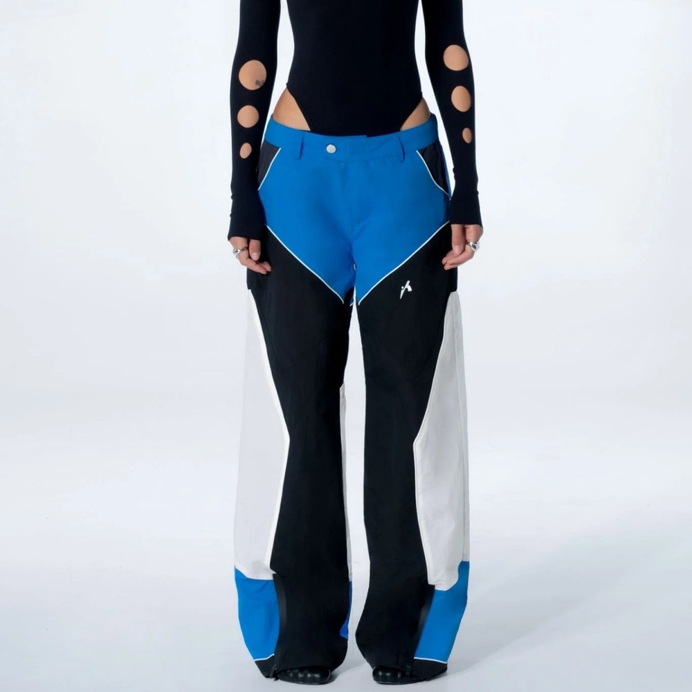 Contemporary Black, Blue, and White Women's Pants